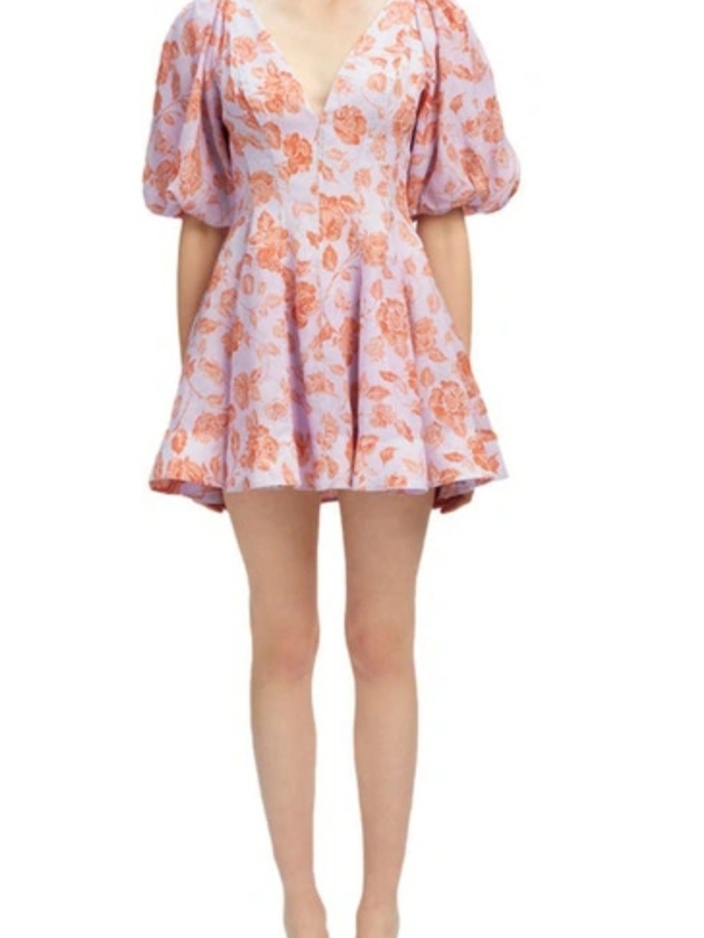 Bardot Lavender Mini Dress with Peach Floral Print